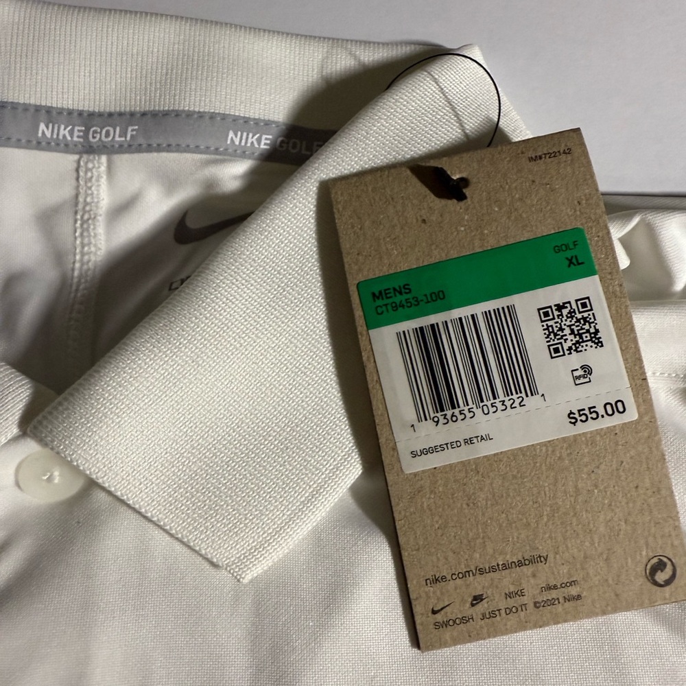NWT Men's Nike White Dri-FIT Golf Polo, Size Extra Large - Picture 5 of 6